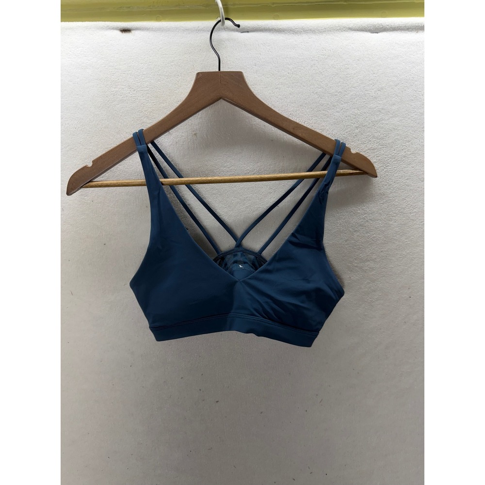 Lululemon Up For It Bra Womens 6 Blue Excellent Strappy Back Sports Bra 3517